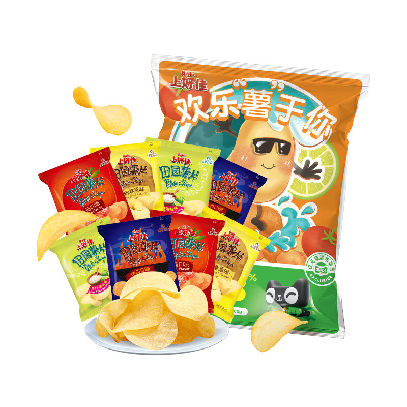 上好佳田园薯片烤肉50g*6 50g*2零食礼包怀旧小吃 默认商品