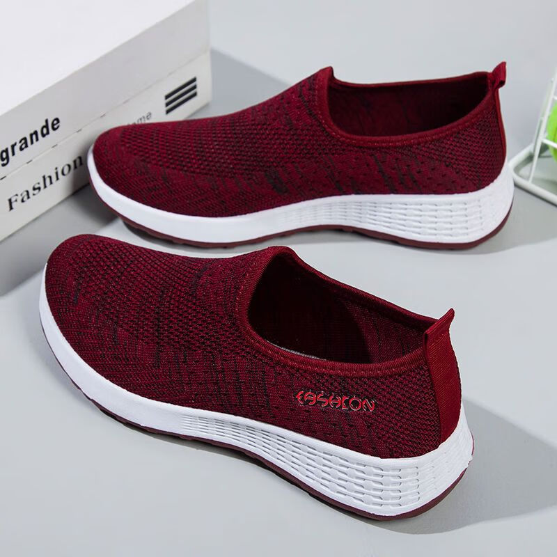 京霆50岁60岁70老人大脚骨宽松休闲女鞋加肥加大码散步鞋春秋老北京布