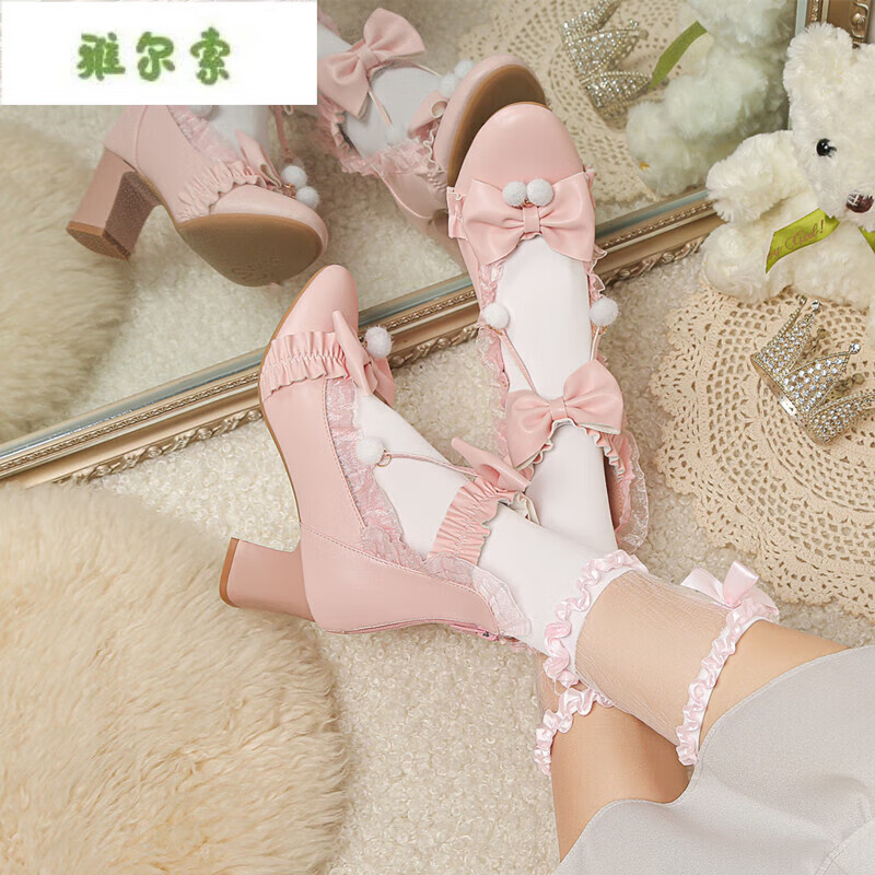 山头林村孩子穿的高跟鞋儿童白色鞋女童配礼服洛丽塔ita鞋女表演鞋