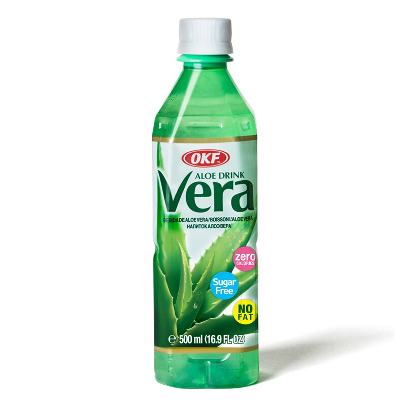 OKF 韩国进口无糖芦荟饮料500ml 0糖0脂0卡内含7%库拉索芦荟颗粒饮品 无糖芦荟500ml*12瓶