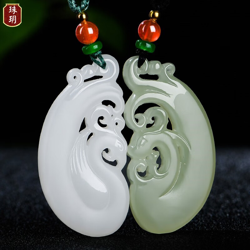 珠玥(zhuyue)和田玉龙凤佩玉吊坠 男女士情侣款玉坠玉石玉挂坠玉佩