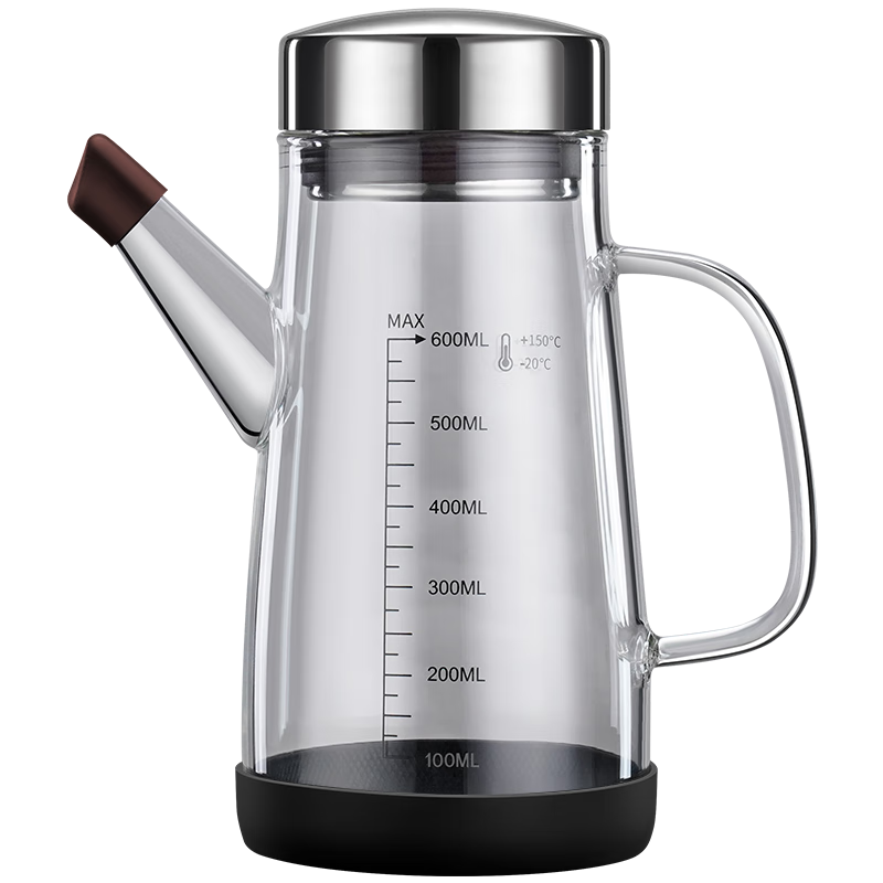 三四钢®油壶厨房酱油瓶倒油壶防漏嘴不挂油家用玻璃储油罐壶600ml37781