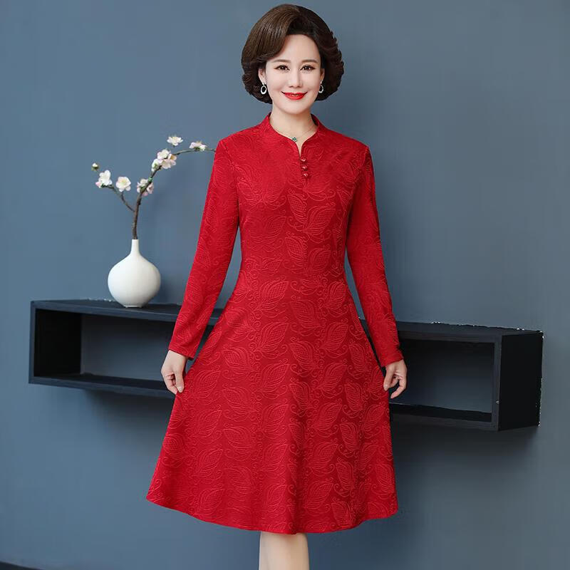 踏丽虹小个子妈妈装喜婆婆婚宴时尚礼服春秋款丈母娘穿的中年洋气 大