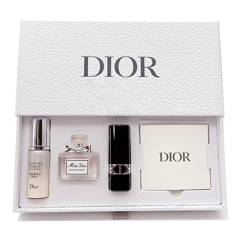 迪奥（Dior）【520情人节礼物】口红香水小样彩妆礼盒礼袋套装 生日礼物送女友 缎光999+花漾香水+精华 送礼袋