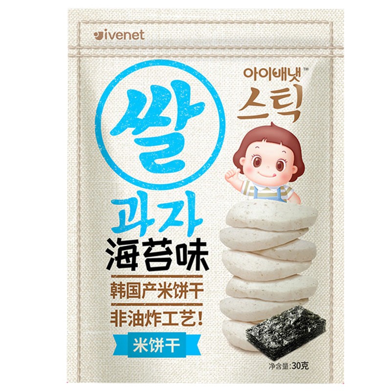 艾唯倪（ivenet） 韩国原装进口 米饼干 磨牙棒 儿童宝宝零食 海苔味30g