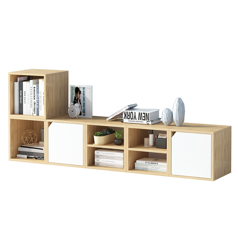 皇傲 自由组合格子柜简约现代书柜书架落地储物柜厨房客厅收纳柜文件小书架柜子 一格无门白色