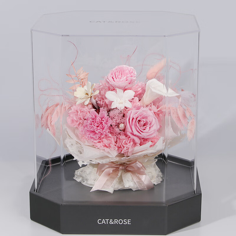 cat&rose永生花玫瑰花束高级感生日礼物520七夕礼品送女友送闺蜜结婚