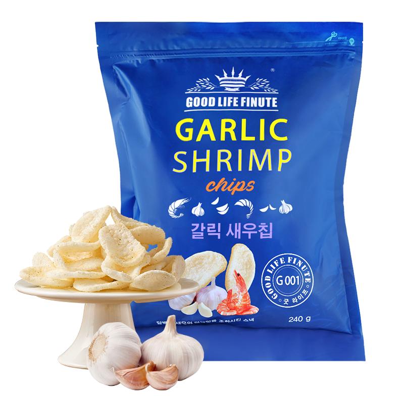 FINUTE趣莱福虾片蒜味240g*1袋韩国原装进口虾条膨化食品休闲零食