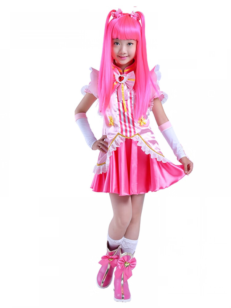 演出服装巴啦啦小魔仙衣服幼儿园小女孩子装扮表演服 粉色美雪无假发