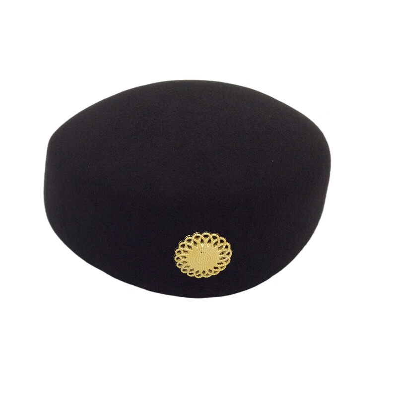 乐队贝雷帽现代舞乐舞仪仗队用鼓帽子女演出毛呢鼓号帽子空姐帽 黑色