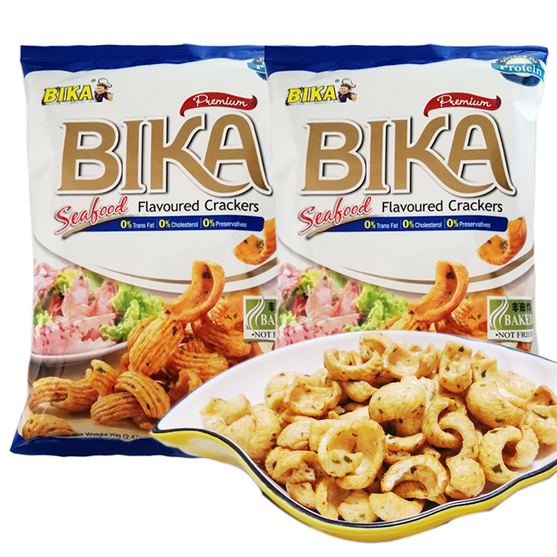 BIKA 2袋 香脆海鲜酥 70g/袋 马来西亚进口薯片 休闲零食 膨化食品 非油炸