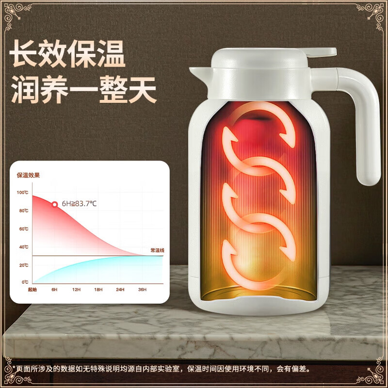 宝威玛（BVGMAV）保温壶 英国家用保温水壶实用大容量 316L不锈钢泡茶暖水壶高档 【新萌保温壶】典雅金1L