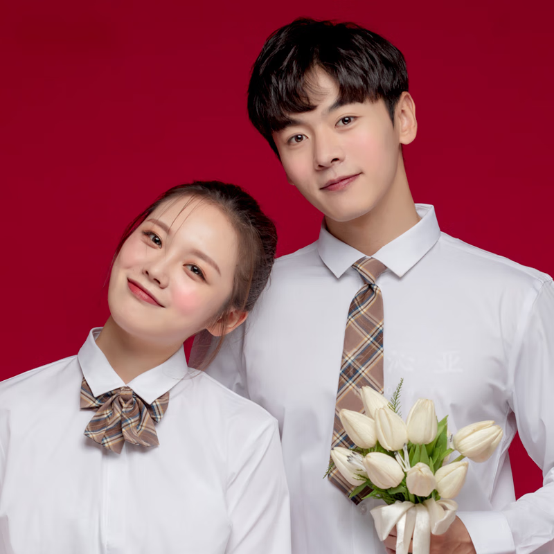 禾沁亚结婚证衣服情侣装领证登记照白衬衫拍证件照白色长袖衬衣衬衫