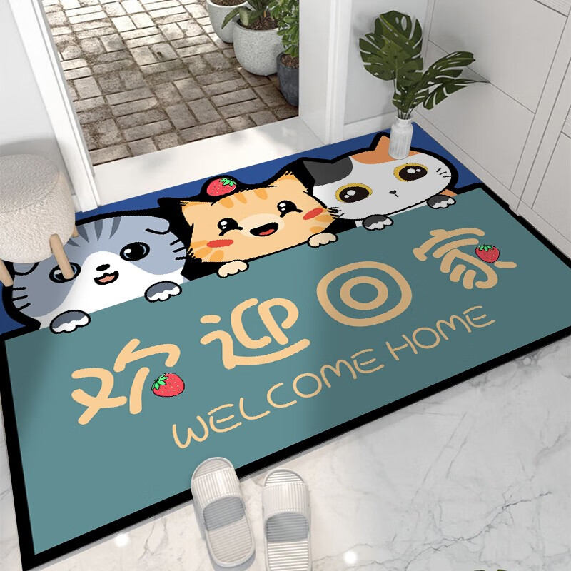 门地垫进门吸水脚垫防滑垫子进门口卫生间家用铺垫可定制 欢迎回家 80