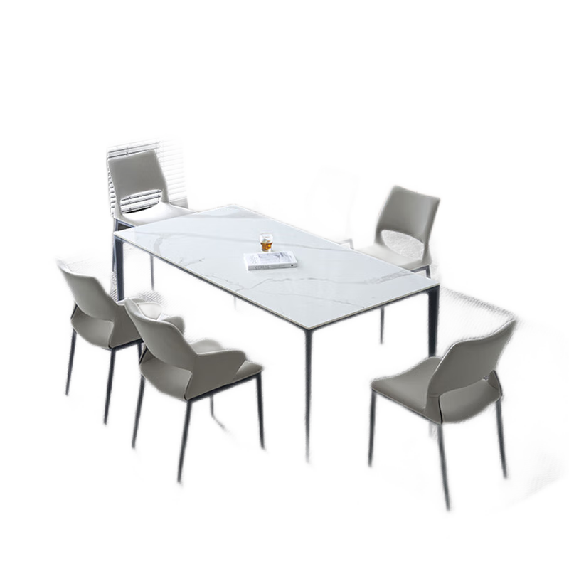 【七夕礼遇季】简奢表情 意式德利丰轻奢岩板餐桌家用小户型长方形现代简约岩板桌 1.3*0.7米餐桌【德利丰A类岩板色+铝合金架】