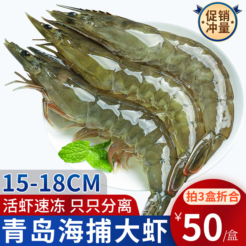 海皇湾虾 海皇湾 青岛海捕大虾 净重1.5kg 16-17CM  生鲜 虾类 净重3斤 虾加量 只只分离 【推荐】15-18cm