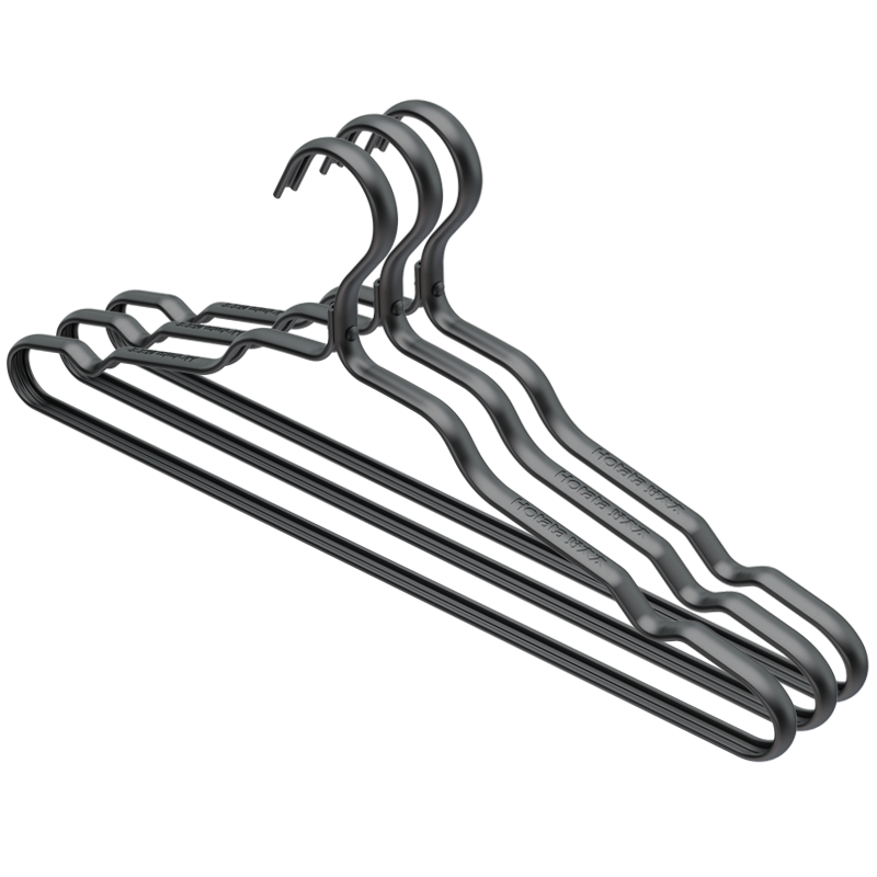 好太太铝合金晾衣架防滑家用晒衣架子防水耐用挂衣架 DY49磨砂黑【全铝金属衣架套装16支装】