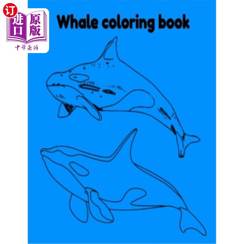 海外直订whale coloring book 鲸鱼涂色书