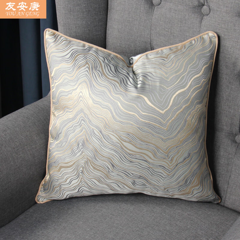 輕奢沙發(fā)靠墊抱枕夏季北歐風(fēng)格歐式奢華抱枕樣板房別墅客廳靠枕套 香檳色 30x50cm（僅腰枕套）