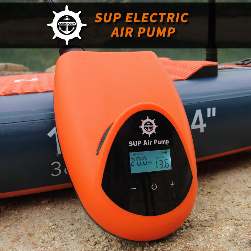 菲沃瑞SUP桨板内置锂电池充气泵12V车载电动打气泵充气艇高压充气泵 QP-2023C 橙色(内置锂电池)