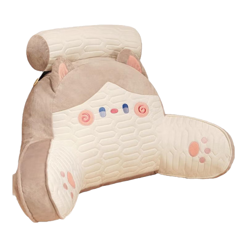 达克鸭靠枕床头靠垫软包大靠背垫沙发床上护腰抱枕宿舍办公室椅子 奶咖抱抱猫（透气亲肤面料） 含枕芯 70cm*50cm含枕芯(可拆洗）加大号