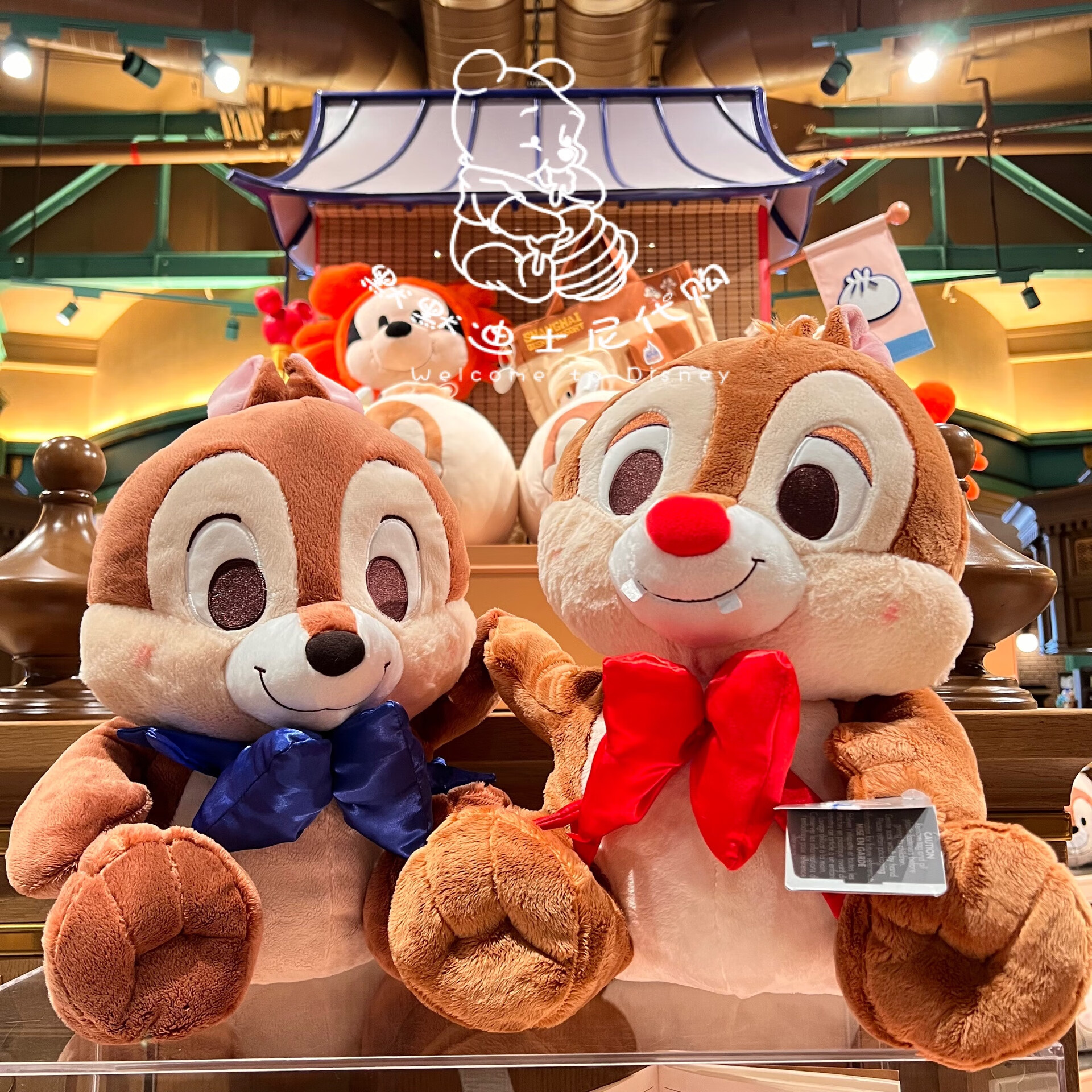 迪士尼上海乐园代 大号奇奇蒂蒂毛绒公仔娃娃玩偶一对花栗鼠娃娃礼物