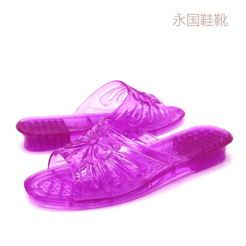 果冻透明水晶塑料平跟女拖鞋女士夏季坡跟厚底室外凉拖鞋塑胶大码 紫罗兰 9号(36码)