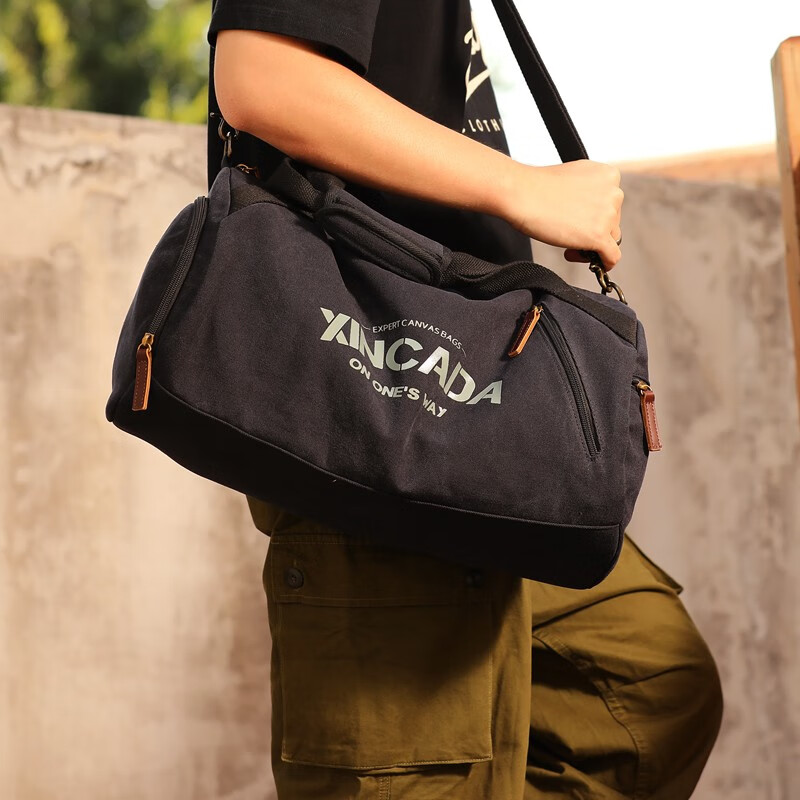 新潮代旅行包男大容量干湿分离健身包单肩训练运动斜挎包游泳手提行李包 蓝黑色【独立鞋仓】