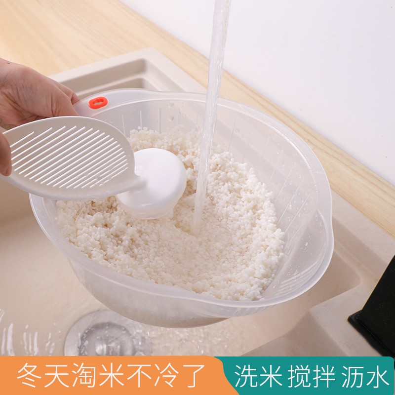 TAIDAMI 日本进口淘米神器洗米沥水搅拌棒创意厨房家居用品实用配件小工具挡水板家用淘米棒洗米器 淘米棒白色