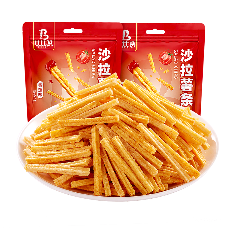 比比赞（BIBIZAN）沙拉薯条番茄味108g/袋办公室饼干膨化休闲零食品解馋充饥