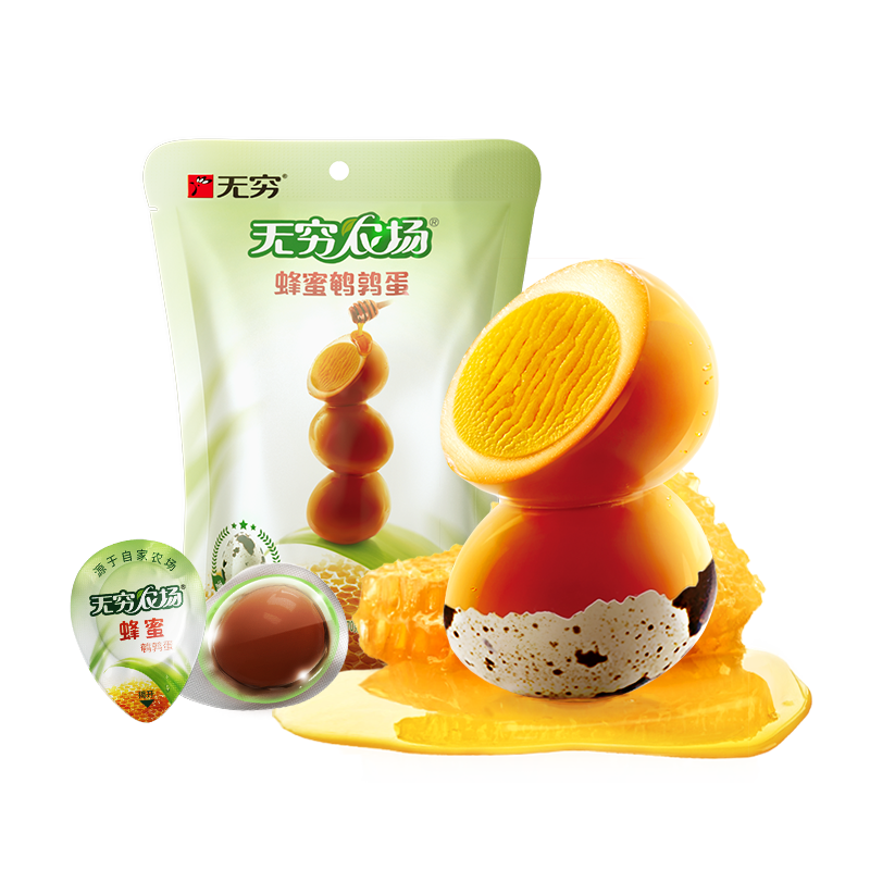 无穷即食卤蛋零食小吃熟食鹌鹑蛋蜂蜜味70g/袋共12独立小包