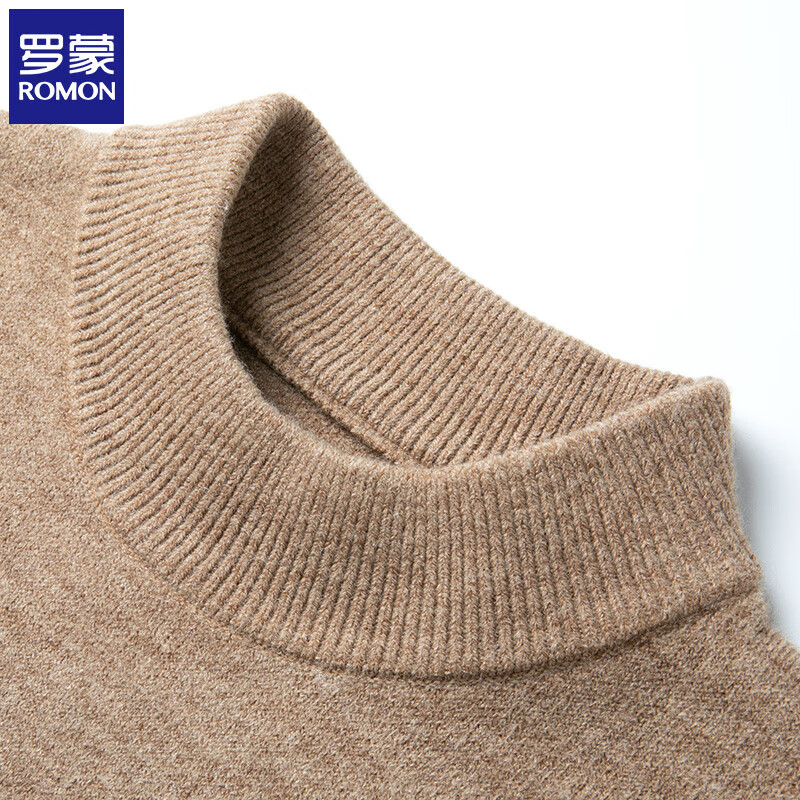 罗蒙（ROMON）毛衣男厚款含羊毛2025冬季新款半高领套头男士针织打底衫男装上衣 黑灰 XL (175) (建议体重135-150斤)