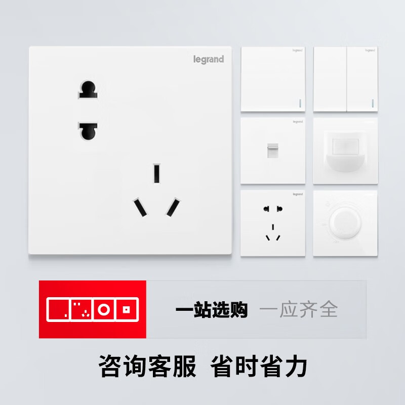 罗格朗 LEGRAND 开关插座面板 仕典/逸景玉兰白10A斜五孔墙壁电源插座套餐 单只装