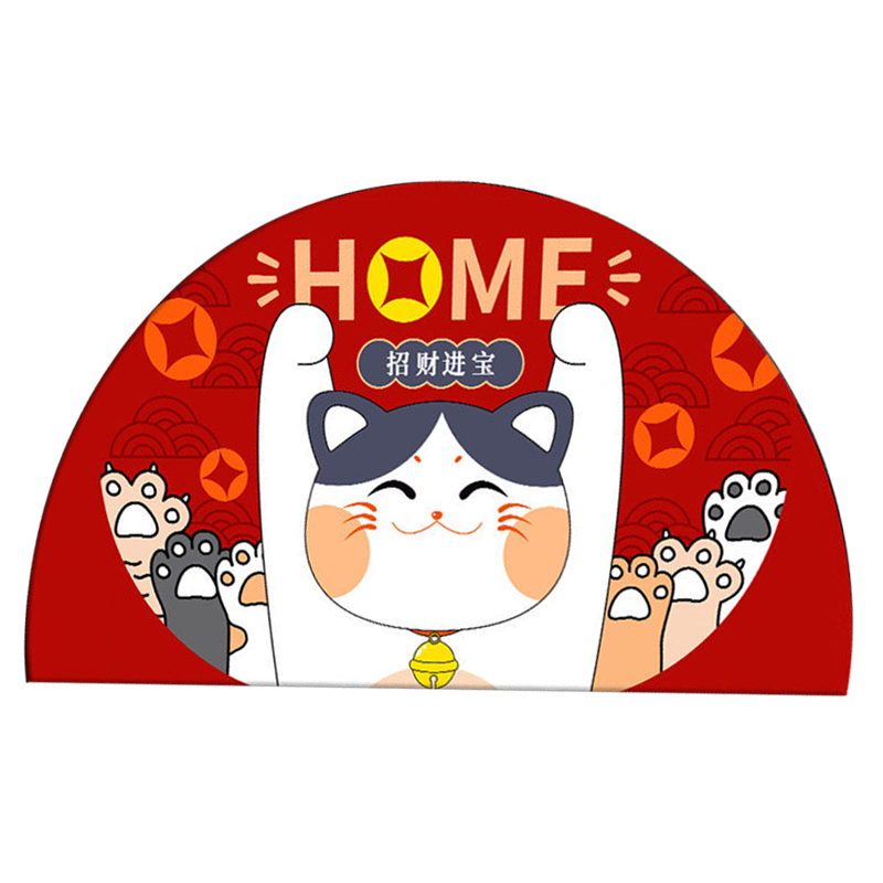 招财猫地垫价格走势，60cm*90cm红色优质家居地垫推荐