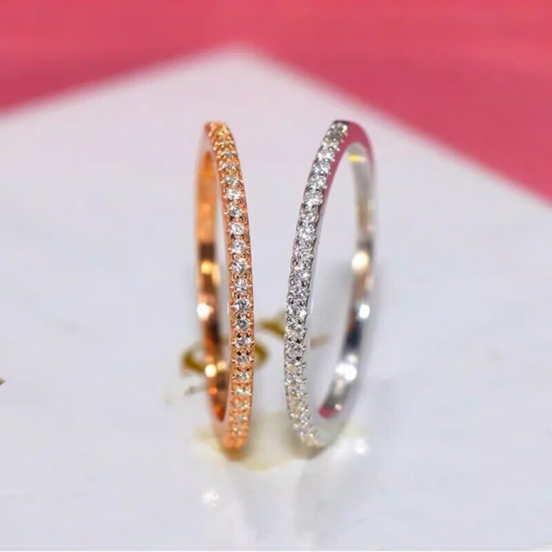 永红旺莫桑钻戒高端石指女碎钻装饰小指尾戒排钻细指环轻奢感刻字