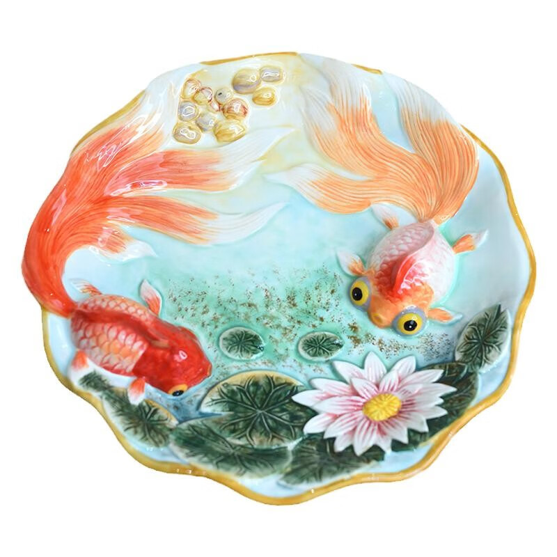 陶瓷金鱼摆盘酱料盘装干果水果家居饰品工艺品客厅桌面装饰品 3643c挂