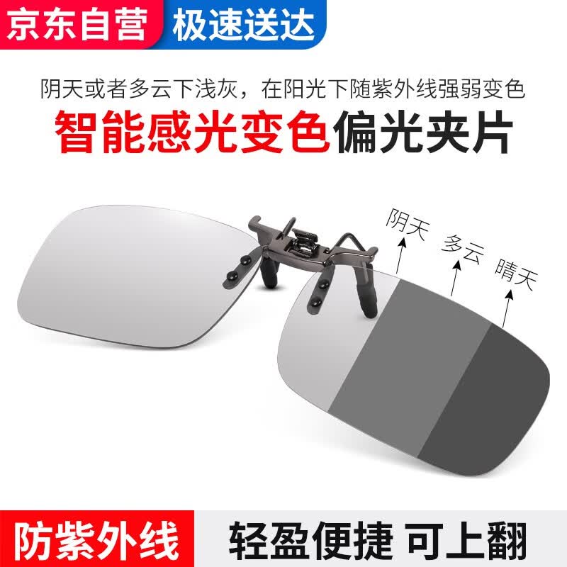 趣行上翻式偏光夹片墨镜 防强光变色夹片汽车驾驶近视太阳镜男女通用怎么看?