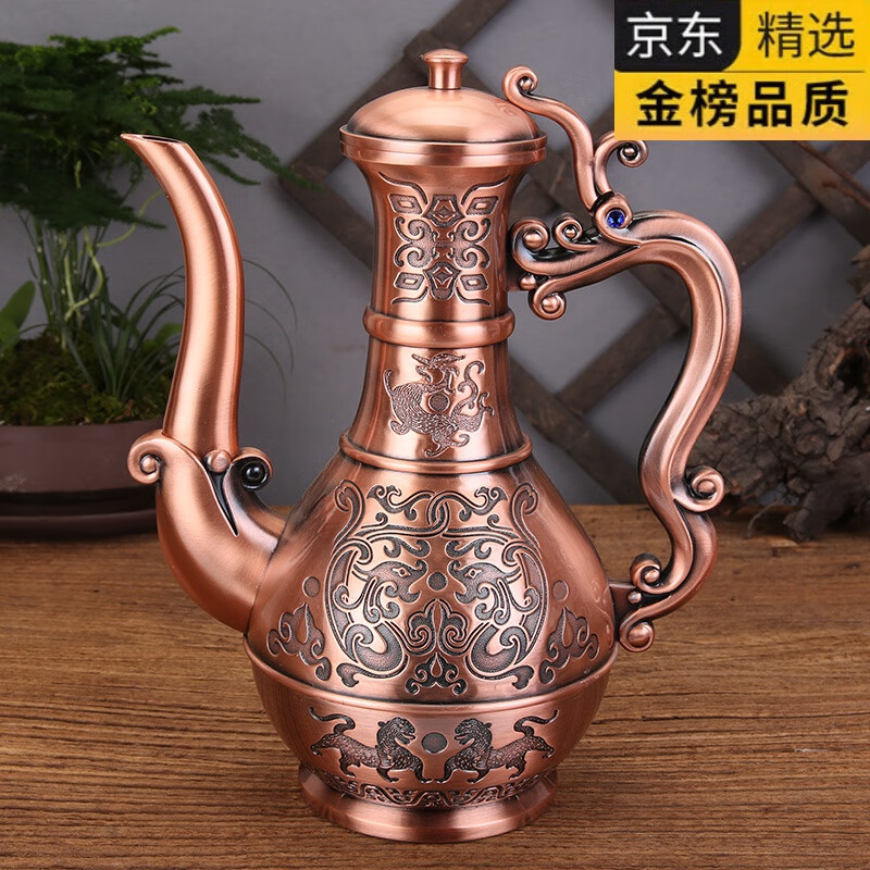 lzoz德国进口品质仿古青铜酒壶家用俄罗斯白酒洒壶古风酒具倒酒壶老物