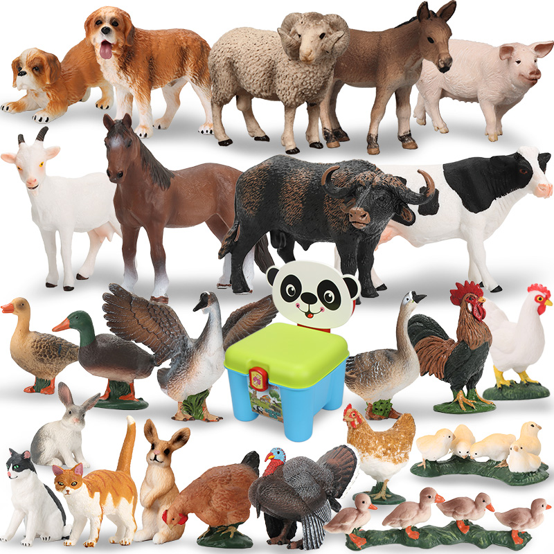 仿真动物玩具模型牧场农场套装家禽兔子驴羊认知儿童新年礼物 牧场动物24件套装