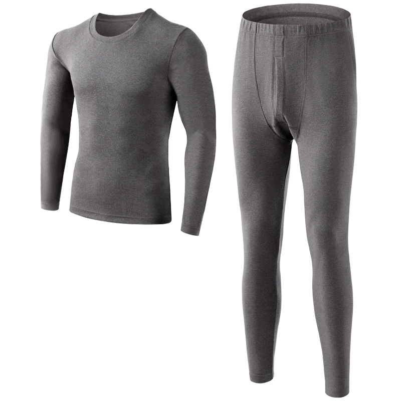 AB情侶保暖秋冬基礎(chǔ)彈力棉柔軟舒絨親膚棉男式圓領(lǐng)保暖內(nèi)衣男女套裝 深駝(男士） XL