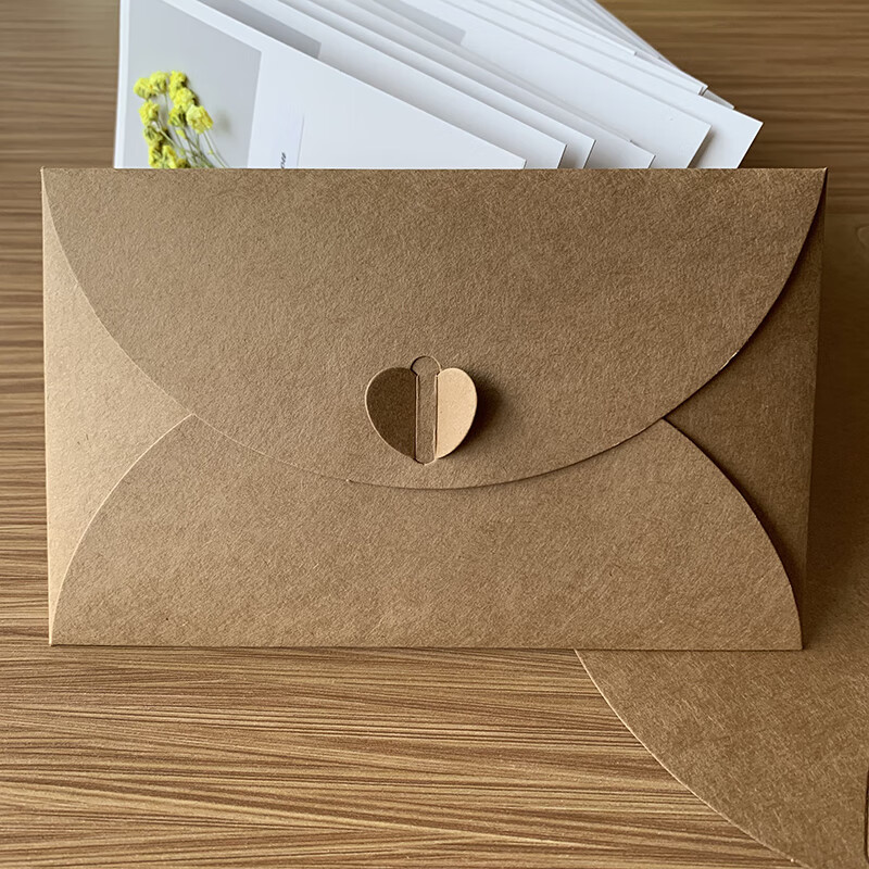 韩式个性创意母节干花贺卡明信片节日手工生日对 牛皮纸信封