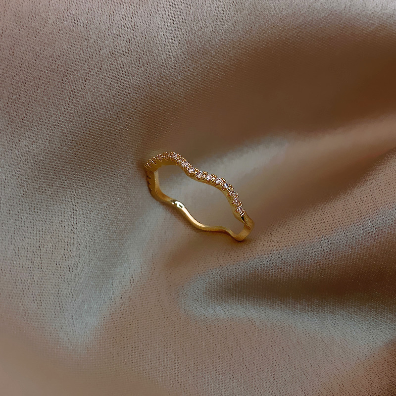 珠惠魅波浪小巧素圈戒指女时尚个性夸张食指ins潮指环韩网红简约冷淡