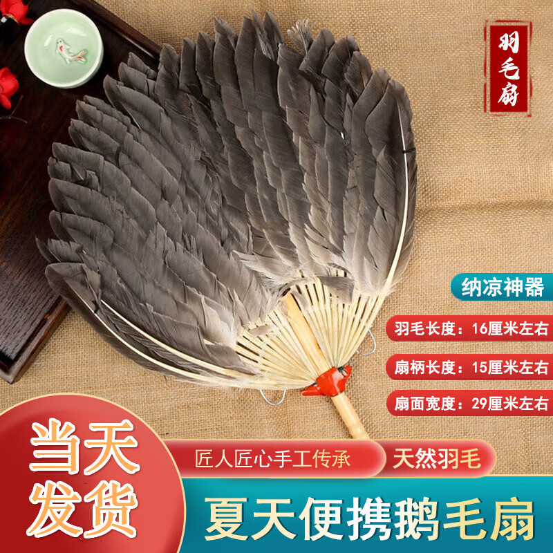羽毛扇夏天便携鹅毛扇宝宝扇孔雀扇儿童家用老式毛扇子摆件 朱雀羽扇