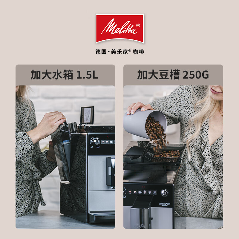 MELITTA德国欧洲原装进口全自动咖啡机意式一体机办公室家用奶泡咖啡机 LATTICIA OT-F30  磨砂黑