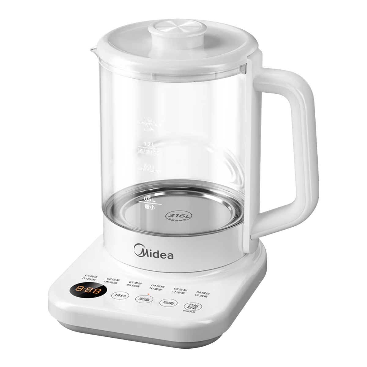 美的（Midea）養(yǎng)生壺家用1.5L煮茶壺燒水壺電熱水壺全自動316不銹鋼智能保溫防干燒預(yù)約花茶壺YS15PY2-316