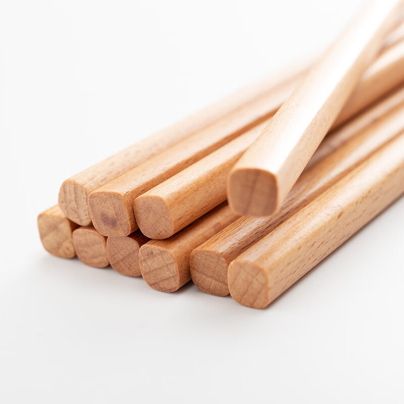 安骏日式榉木筷子实木尖头原木筷子出口木筷子榉木筷 5双长度23cm
