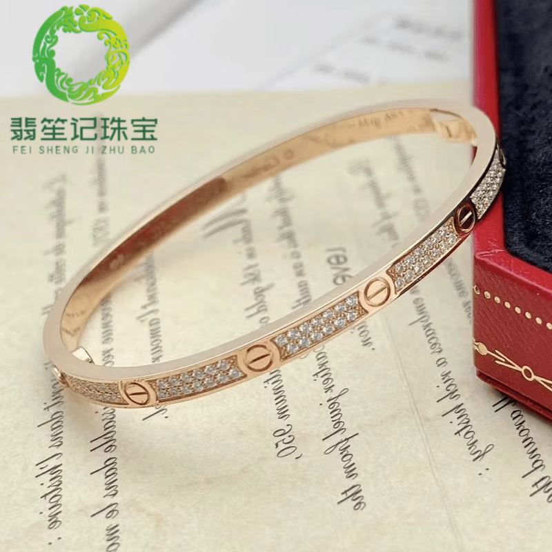 翡笙記胖東來品質(zhì)滿天星手鐲18k金女18玫瑰金鑲鉆750彩金黃白金時尚手環(huán) 滿天星寬版玫瑰金 女士19號