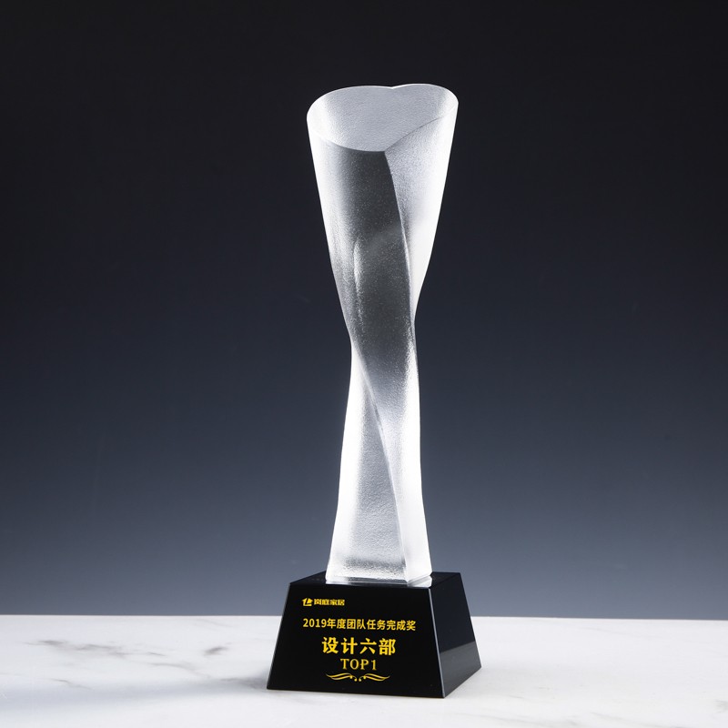 溥畔奖杯定制创意幻彩色五角星水晶奖杯定制比赛 透明磨砂07款均号28