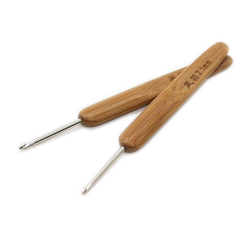 碳化竹柄钩针全套装毛线针勾针毛衣针毛线编织鉤针工具 1.0mm