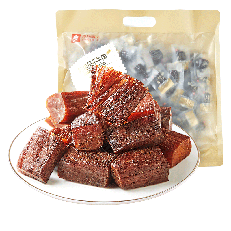 良品铺子拇指风干牛肉干500g 孕妇儿童无添加牛肉干肉脯 独立包装休闲零食